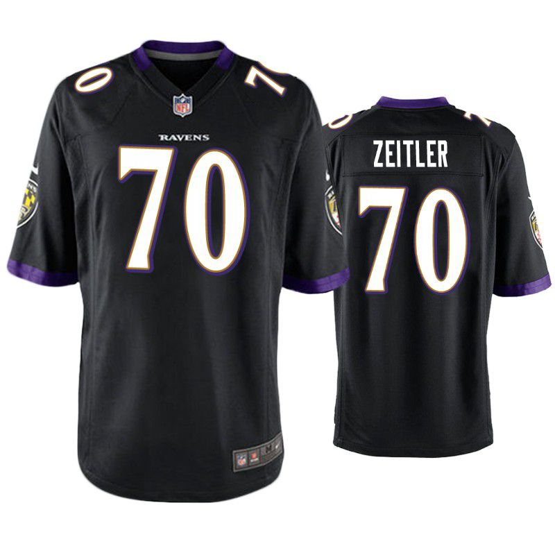 Men Baltimore Ravens 70 Kevin Zeitler Nike Black Game NFL Jersey